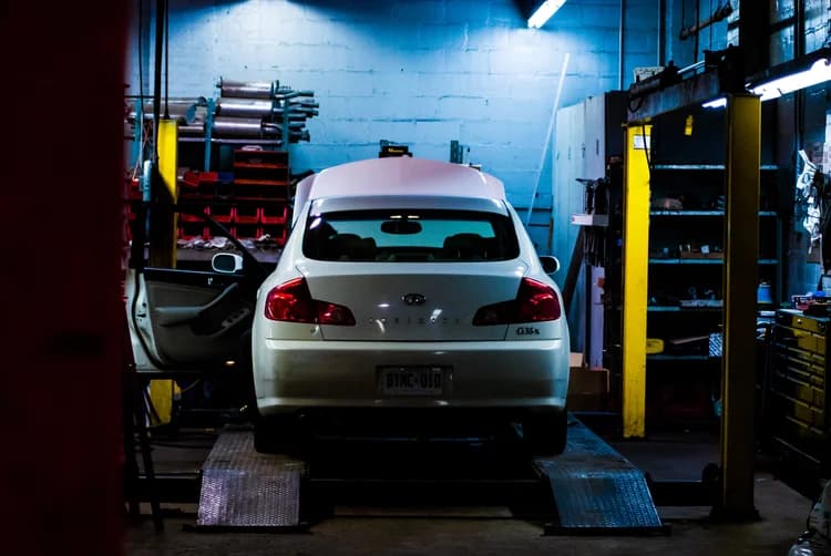 Cam Young, proprietor of Cam's Auto Service, inside the shop